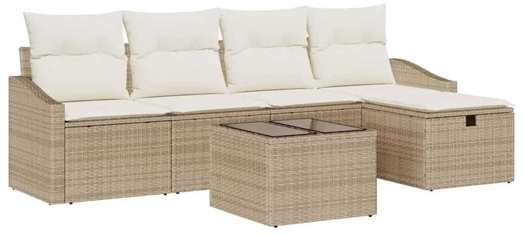 vidaXL Σετ Καναπέ Κήπου 6 pcs Μπεζ 55 x 55 x 37 εκ Πολυ ράταν