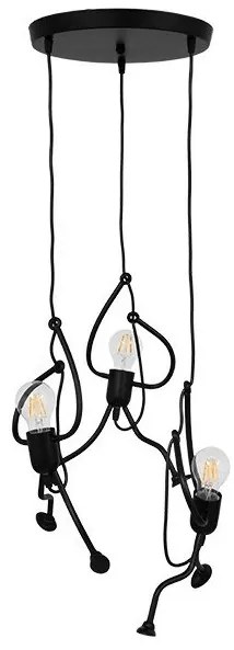 Κρεμαστό Φωτιστικό Οροφής 3xE27 Μαύρο LITTLE MAN 01655 Globostar-1655-Μαύρο 1655