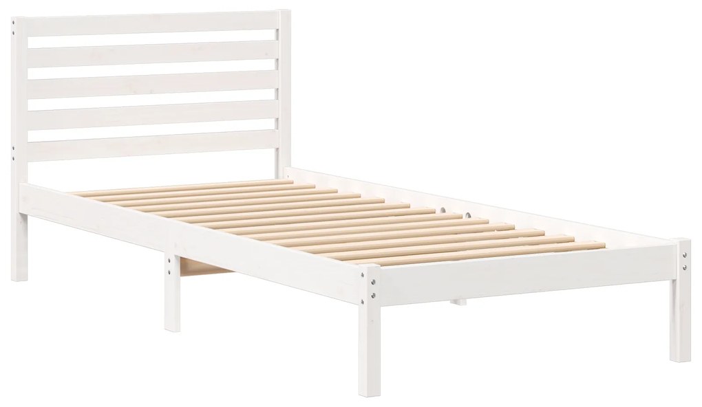 vidaXL Σκελετός Κρεβατιού Λευκό 100 x 220 cm Μασίφ ξύλο πεύκου