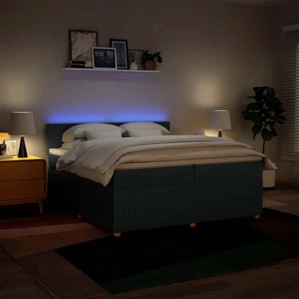 vidaXL Κρεβάτι Boxspring με Στρώμα Μπλε 200x200 εκ. Υφασμάτινο