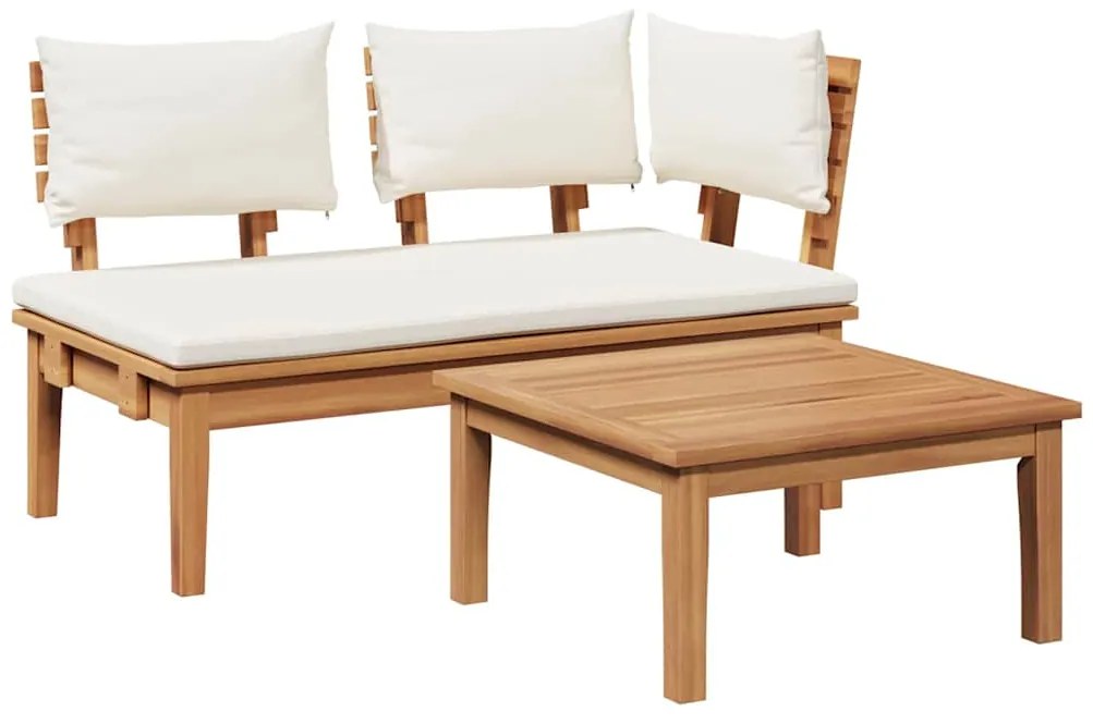 vidaXL Παγκάκι κήπου 2 pcs Κρέμα και Καφέ Μασίφ ξύλο teak