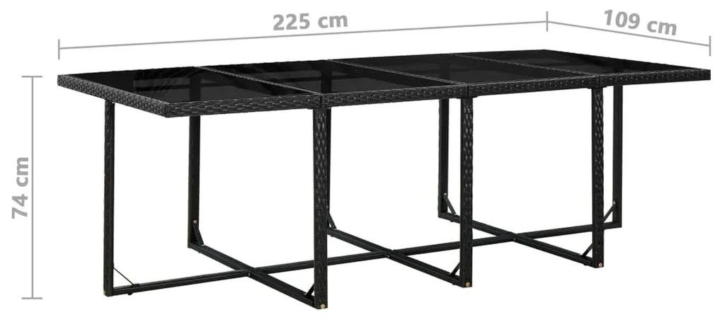 vidaXL Σετ Τραπεζαρίας Εξ. Χώρου 13 τεμ Μαύρο Συνθ. Ρατάν με Μαξιλάρια