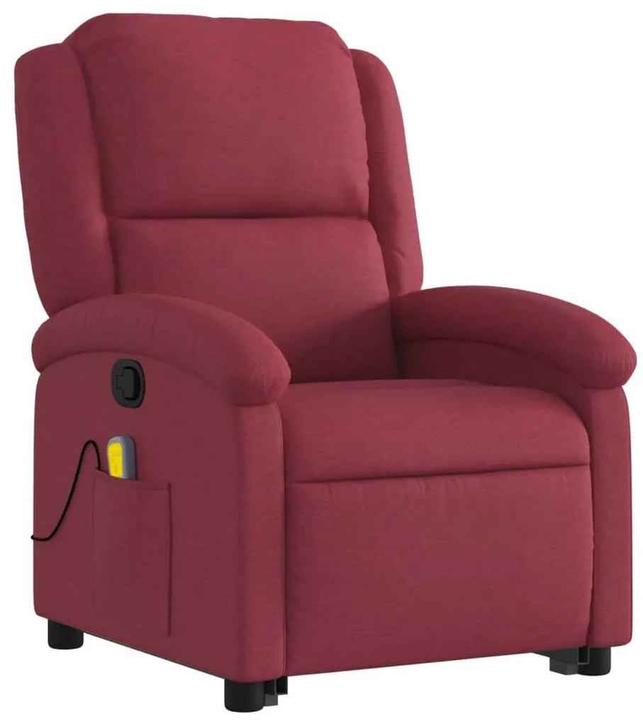 vidaXL Πολυθρόνα Μασάζ Ανακλινόμενη με Ανύψωση Μπορντό Υφασμάτινη