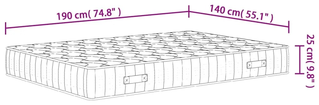 Στρώμα με Pocket Springs Μεσαία Σκληρότητα 140x190 εκ. - Λευκό