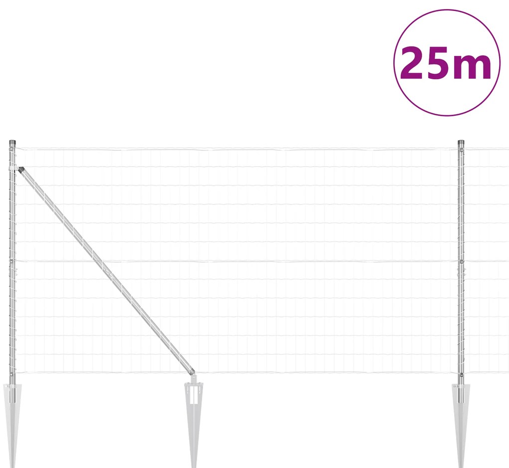 vidaXL Ευρωπαϊκός φράκτης με 13 ακίδες 1.2x25 μ. Γαλβανισμένος σίδηρος