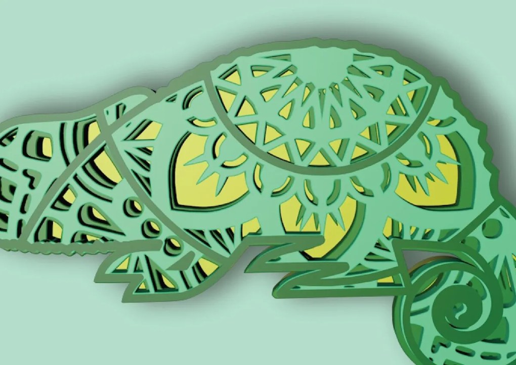 Σετ των 2 Intra απο ξύλο plywood 3mm-4mm πάχος Chameleon Mandala, 4 Layers Δίασταση 30x30 cm INTRAFABR-30930969