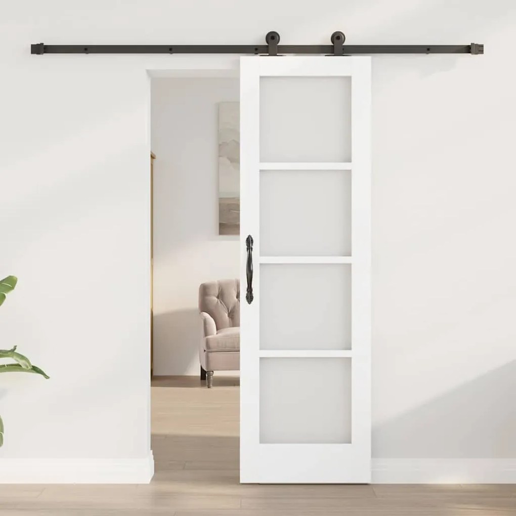 vidaXL Συρόμενη Πόρτα Λευκό 61 x 198.5 εκ. Ξύλο και μέταλλο