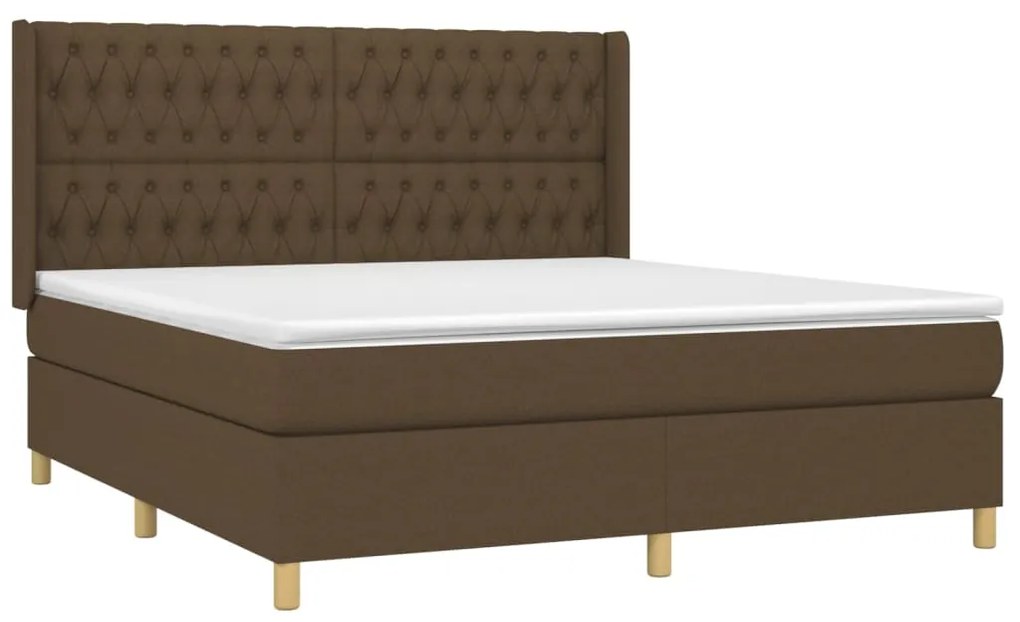 vidaXL Κρεβάτι Boxspring με Στρώμα Σκούρο Καφέ 180x200 εκ Υφασμάτινο