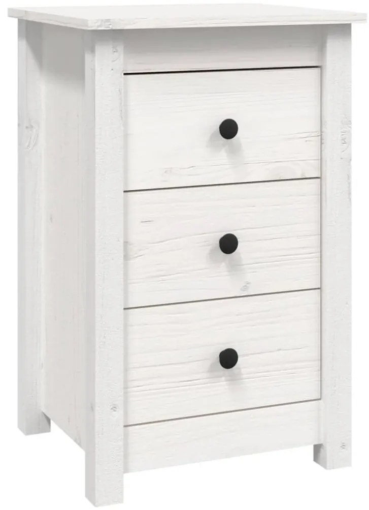 vidaXL Κομοδίνο Λευκό 40 x 35 x 61,5 εκ. από Μασίφ Ξύλο Πεύκου