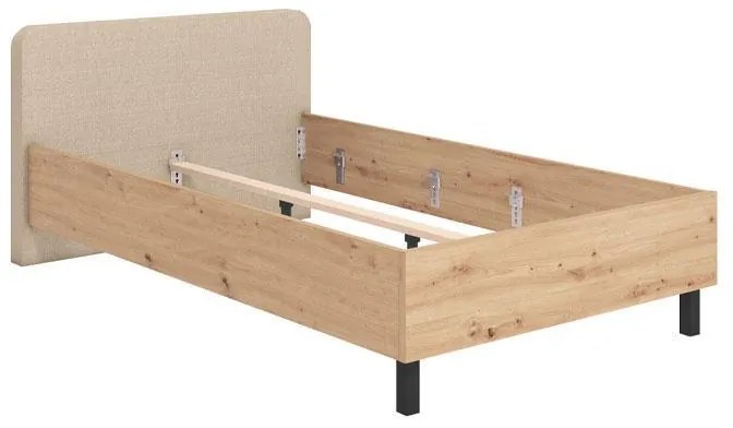 Κρεβάτι Barletta 120 Ημίδιπλο Artisan oak - Μπέζ Ύφασμα 120x200 εκ. 131x213.5x85.5 εκ.