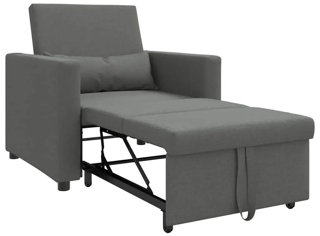 vidaXL Μονός καναπές-κρεβάτι Σκούρο γκρι 90 x 165 x 87 εκ. ύφασμα