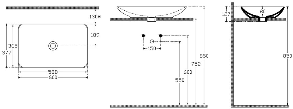 Νιπτήρας Bianco Ceramica -60 x 37,7 x 8