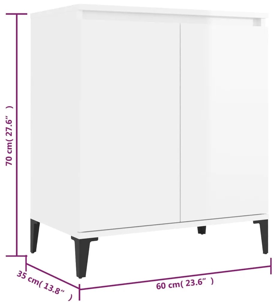 vidaXL Ντουλάπι Γυαλιστερό Λευκό 60x35x70 εκ. από Επεξεργασμένο Ξύλο
