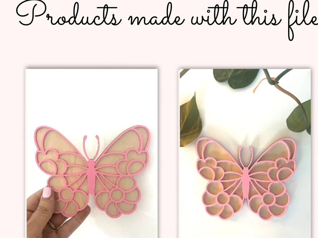 Intra απο ξύλο plywood 3mm-4mm πάχος Διακόσμηση τοίχου με διπλό στρώμα 3D πεταλούδων Δίασταση 13x13 cm INTRAFABR-94757943