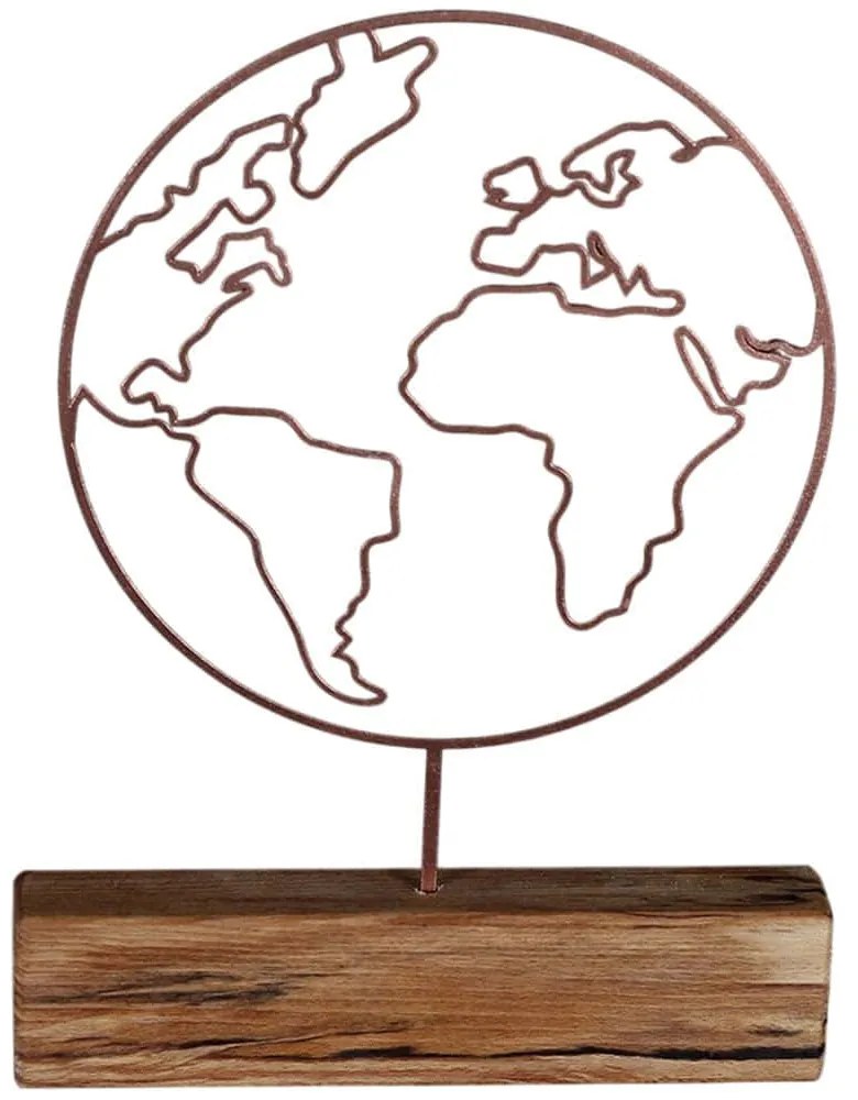 Διακοσμητικό Επιτραπέζιο World 533BSG1160 22x3,5x30cm Natural-Bronze Aberto Design Metal,Wood