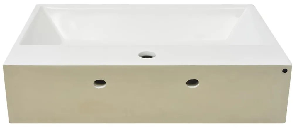 vidaXL Νιπτήρας με Οπή Βρύσης Λευκός 60,5 x 42,5 x 14,5 εκ. Κεραμικός