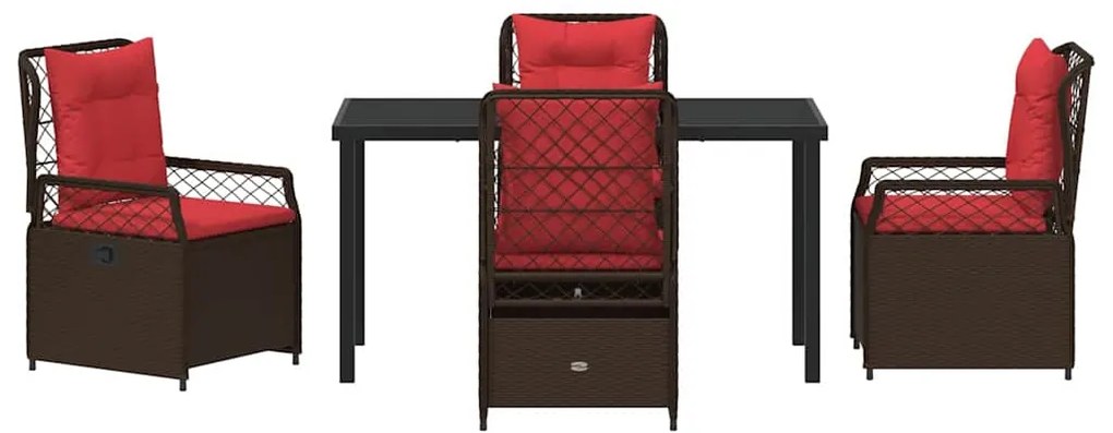 vidaXL Σέτ φαγητού για κήπο 5 pcs Καφέ συνθετικό ρατάν