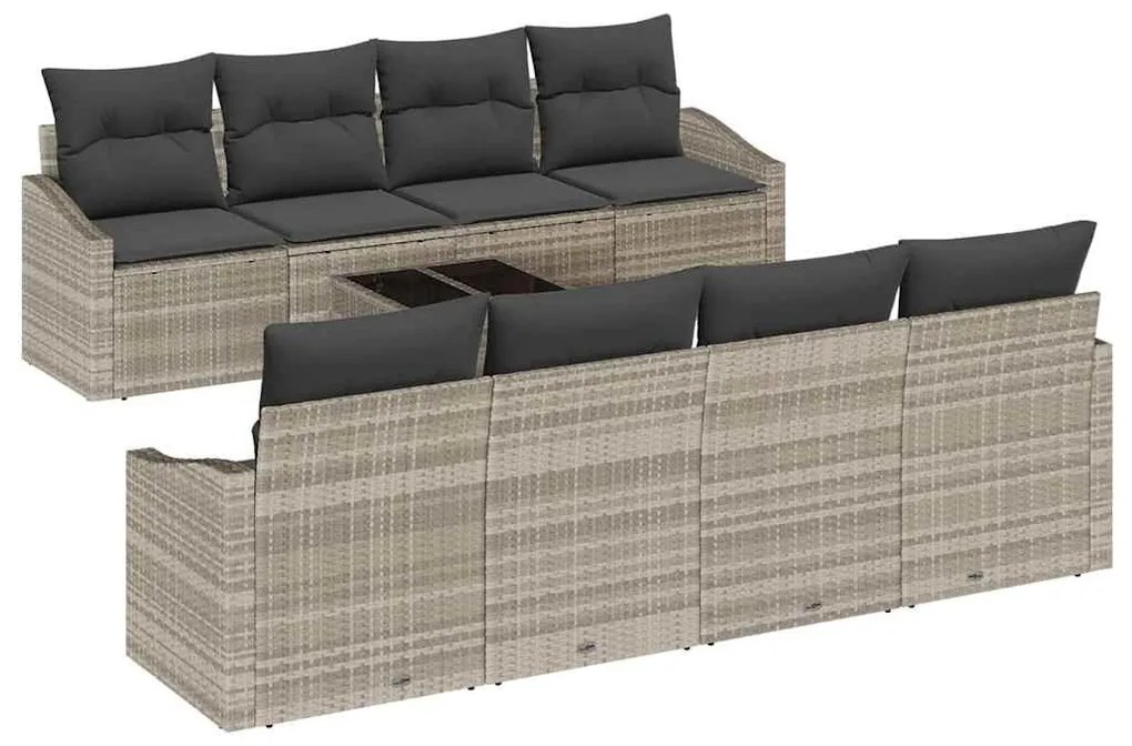 vidaXL Σετ Καναπέ Κήπου με μαξιλάρι 7 pcs Ανοιχτό γκρι 55 x 55 x 37 εκ
