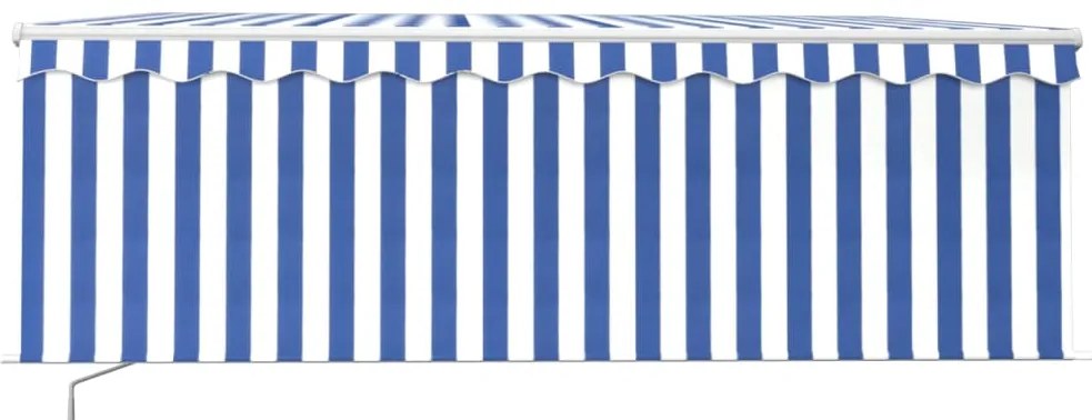 vidaXL Τέντα Συρόμενη Χειροκίνητη με Σκίαστρο & LED Μπλε/Λευκό 4 x 3 μ