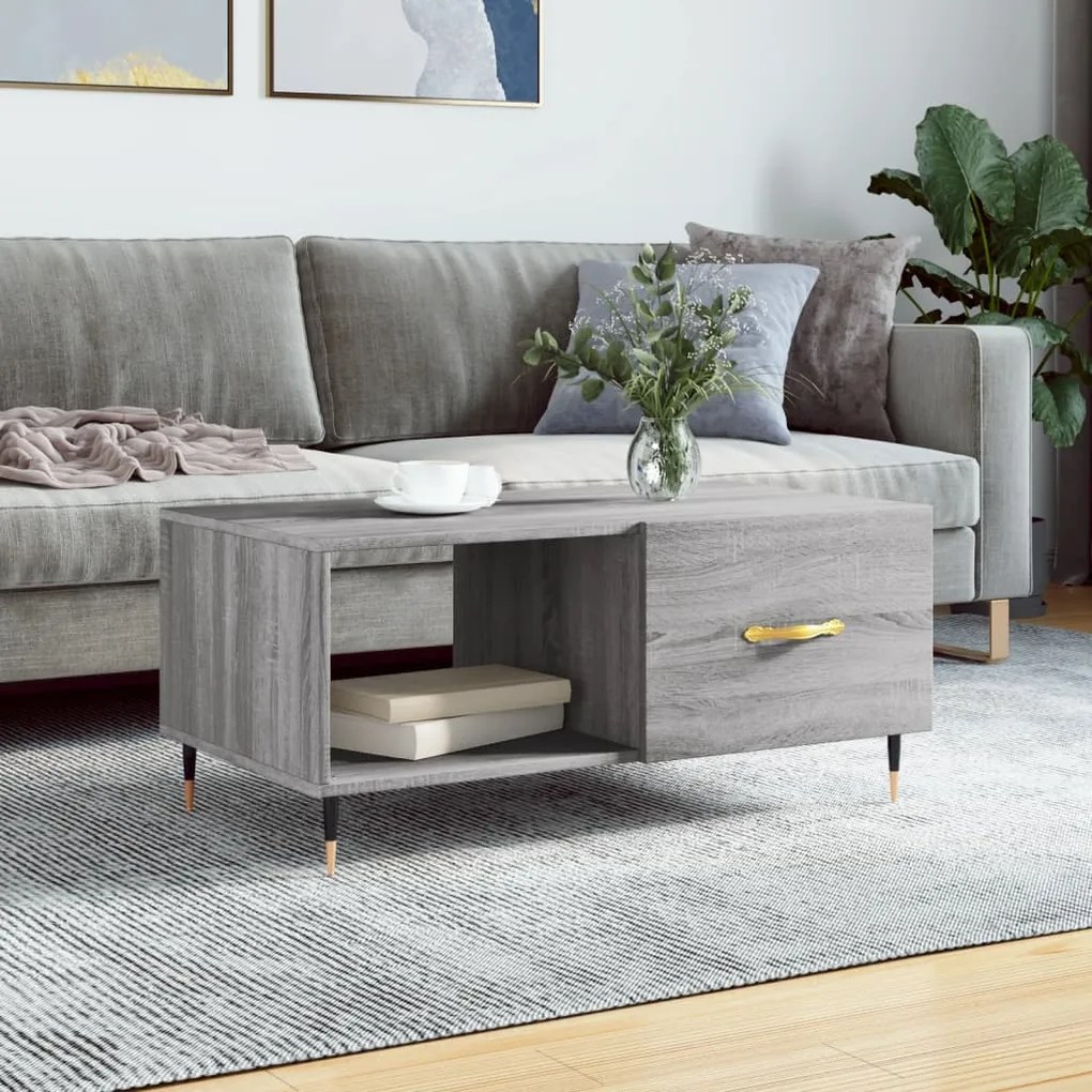 vidaXL Τραπεζάκι Σαλονιού Γκρι Sonoma 90x50x40 εκ. Επεξεργασμένο Ξύλο