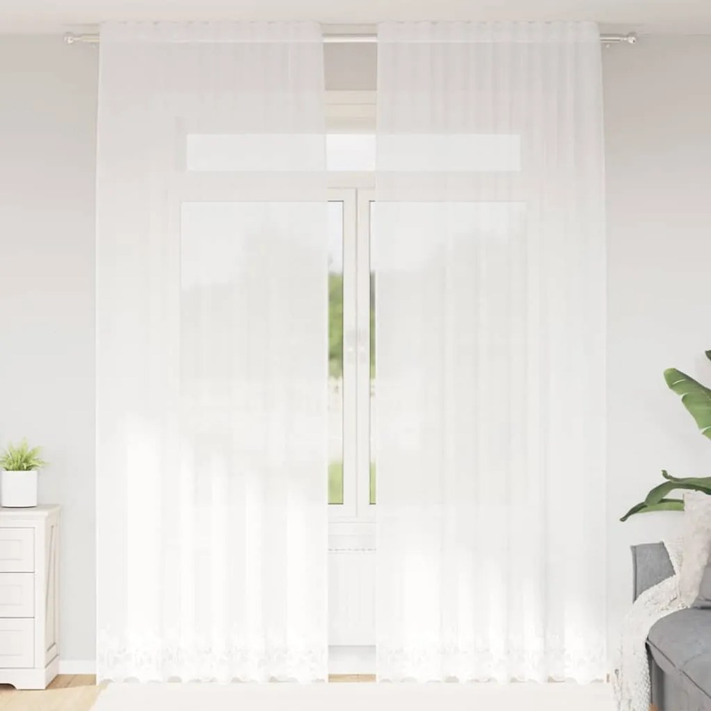 vidaXL Κουρτίνες με κουρτίνες Λευκό 500x100cm Πολυεστέρας