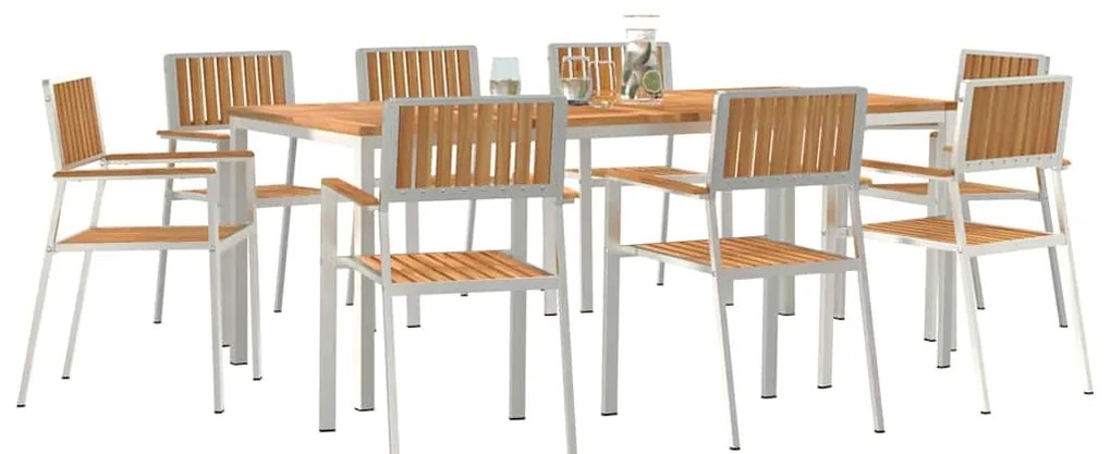 vidaXL Σέτ φαγητού για κήπο 9 pcs Καφέ Μασίφ ξύλο teak