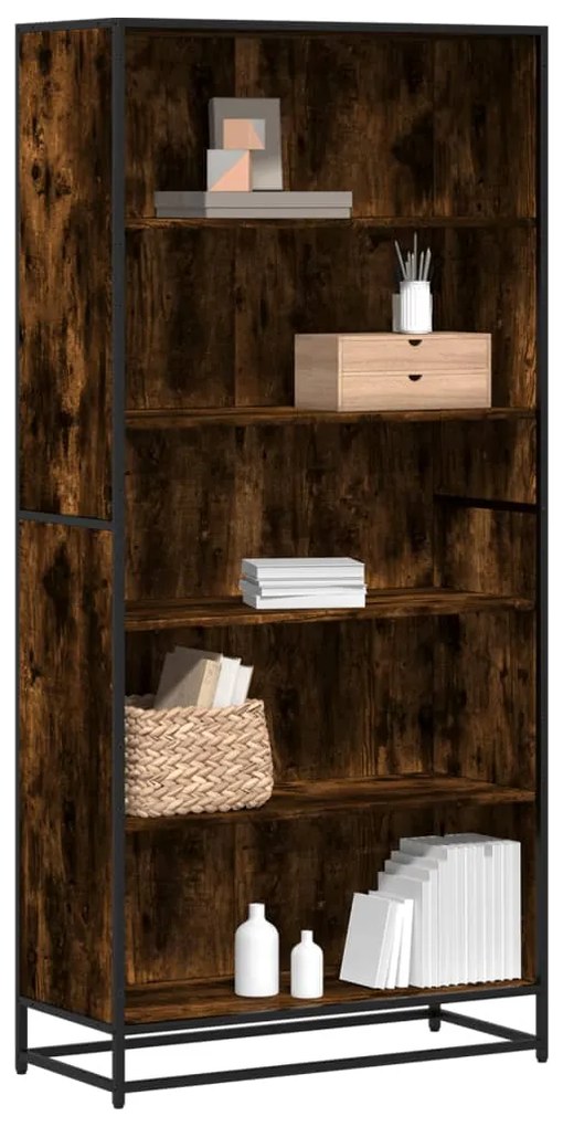 Βιβλιοθήκη καπνιστή βελανιδιά 80,5x35x170,5 cm Ξύλινη κατασκευή