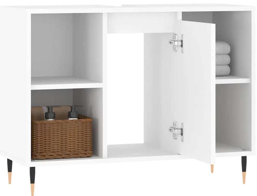 vidaXL Ντουλάπι Μπάνιου Λευκό 80 x 33 x 60 εκ. Επεξεργασμένο Ξύλο