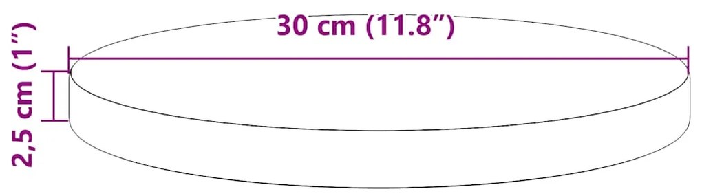 vidaXL Επιφάνεια Τραπεζιού Λευκή Ø30 x 2,5 εκ. από Μασίφ Ξύλο Πεύκου