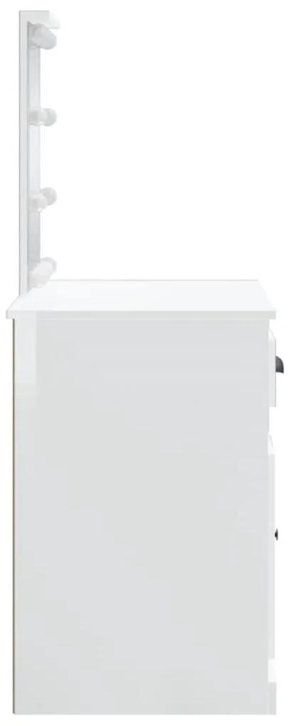Μπουντουάρ με LED Φώτα Γυαλιστερό Λευκό 90x42x132,5 εκ. - Λευκό