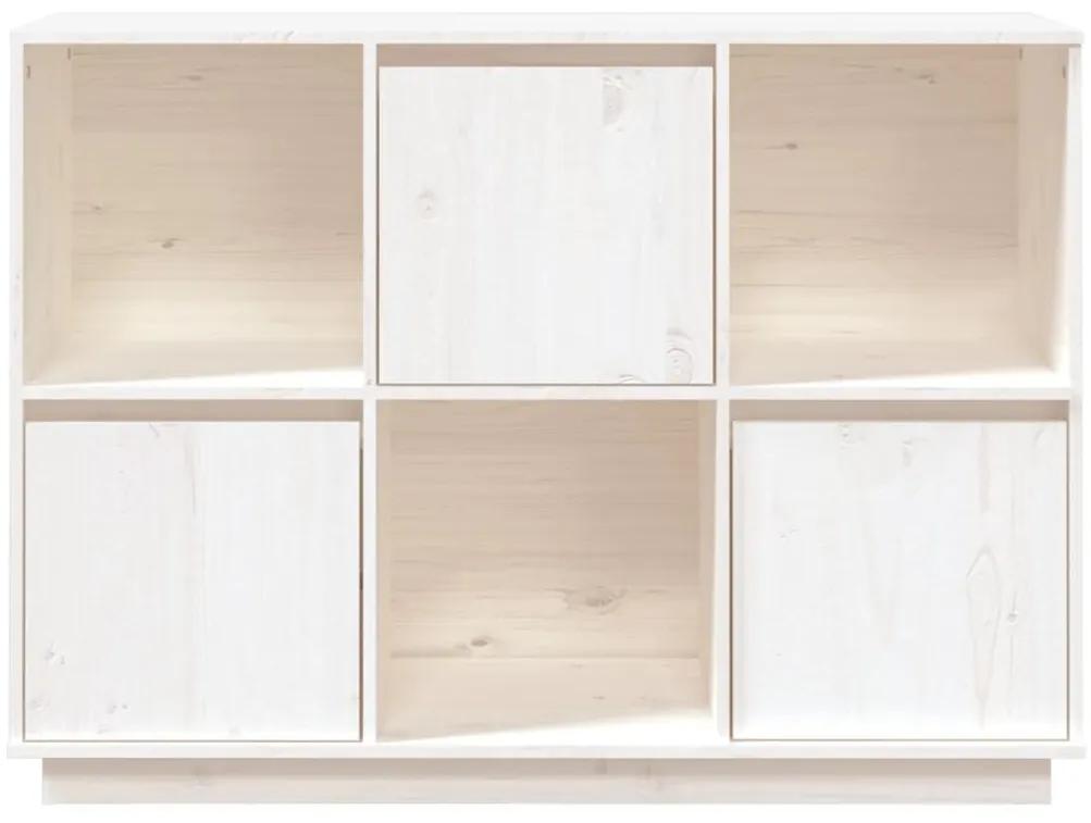Ντουλάπι Λευκό 110,5 x 35 x 80 εκ. από Μασίφ Ξύλο Πεύκου - Λευκό