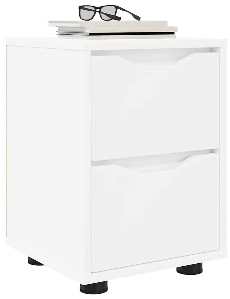 vidaXL Κομοδίνο με συρτάρι Λευκό 30,5 x 30 x 43 εκ Επεξεργασμένο ξύλο