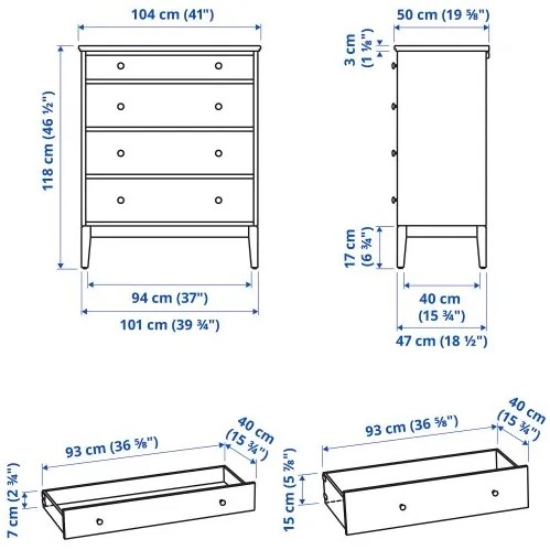 IDANÄS συρταριέρα με 4 συρτάρια, 104x118 cm 104.587.67