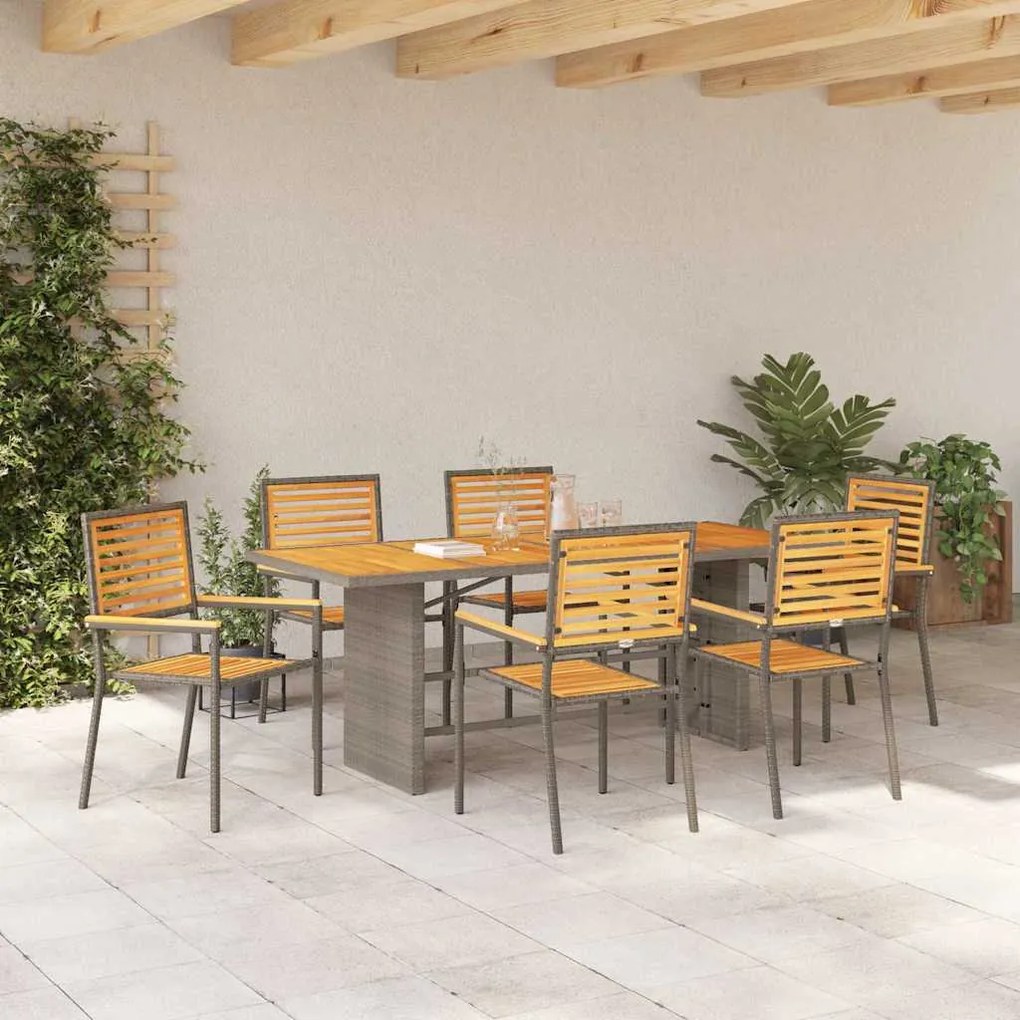 vidaXL Σέτ φαγητού για κήπο 7 pcs Γκρι 190 x 80 x 75 εκ.