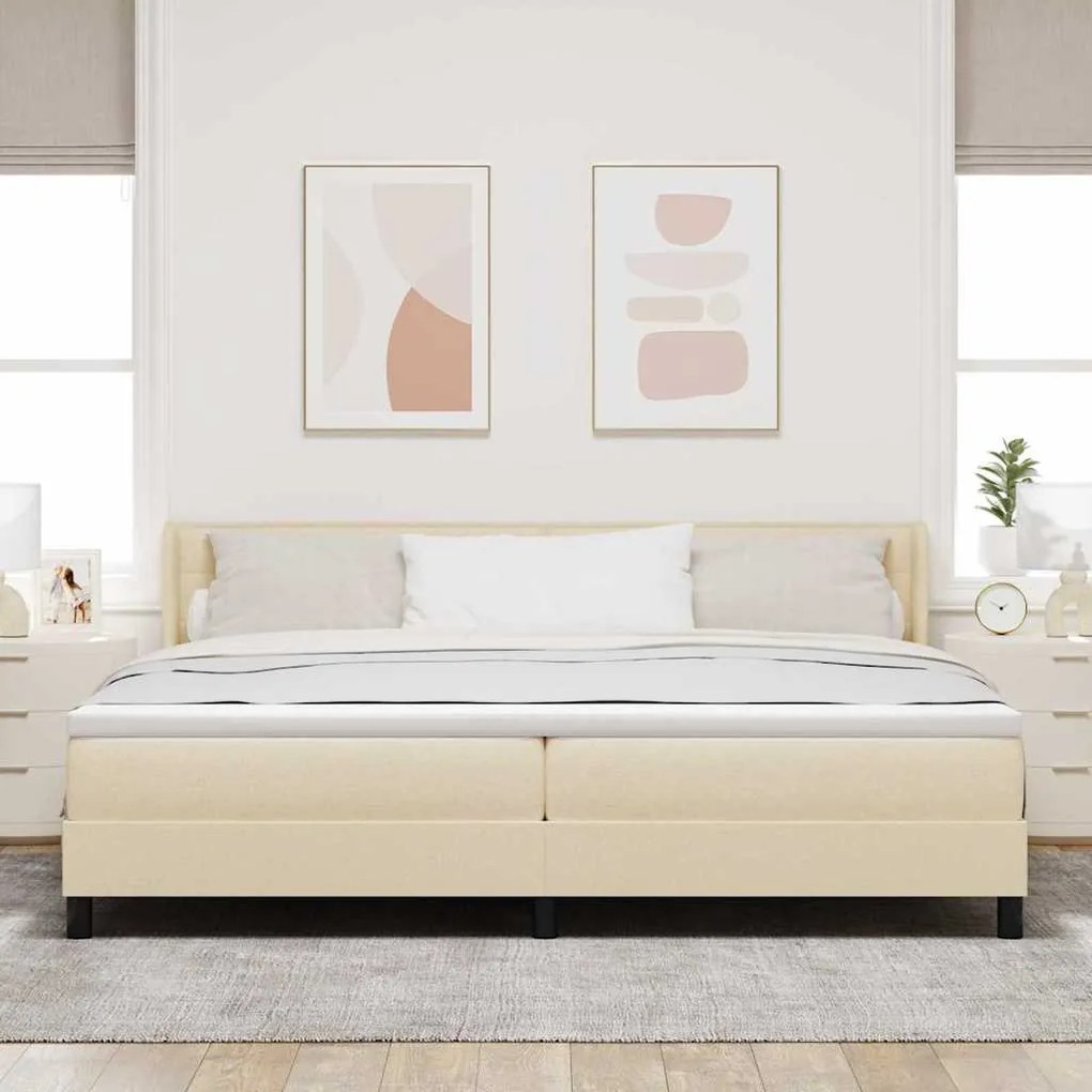 vidaXL Κρεβάτι box spring με στρώμα με στρώμα Κρεμ 200 x 200 cm