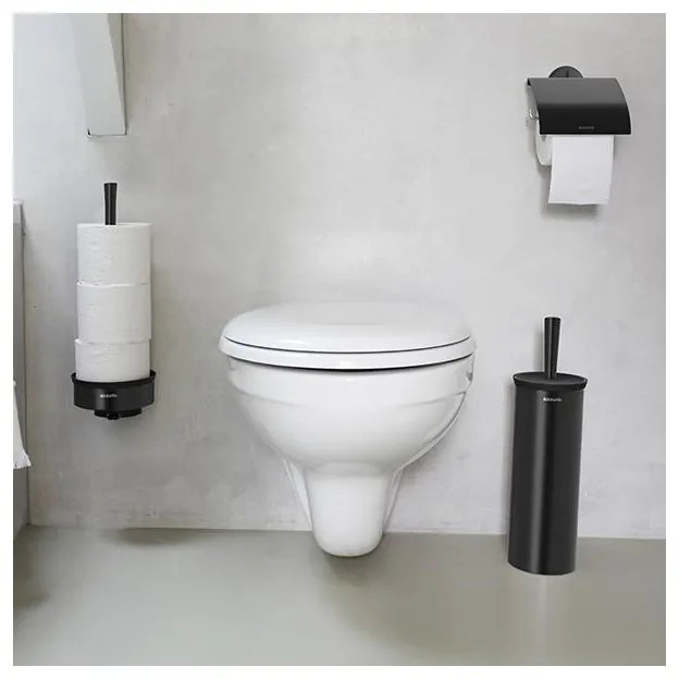 Βούρτσα τουαλέτας Brabantia Profile 90300317, 43 cm, Πλήρως επικαλυμμένη βούρτσα, Επιτοίχια τοποθέτηση, Μαύρο