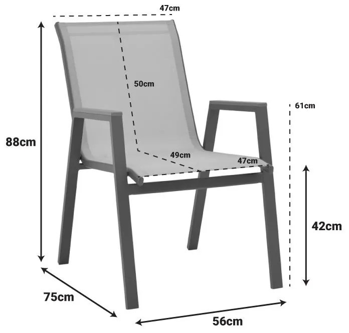 Καρέκλα - Πολυθρόνα Azelie αλουμινίου σε απόχρωση textilene μπεζ και πόδι λευκό 77x55x94εκ 56x75x88 εκ.