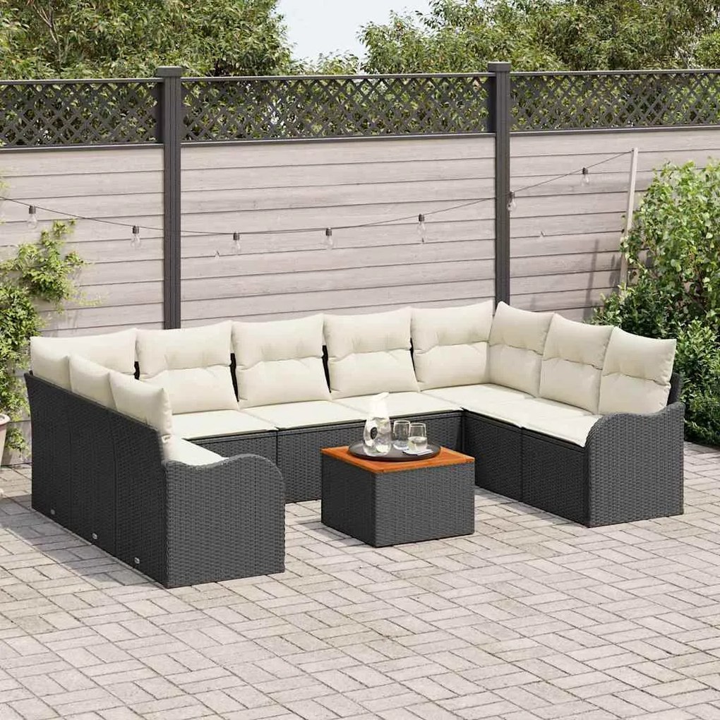 vidaXL Σετ Καναπέ Κήπου 10 pcs Μαύρος, λευκός