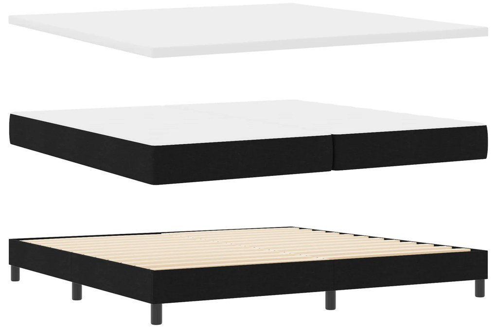 vidaXL Box Spring Κρεβάτι με Στρώμα & LED Μαύρο 200x200 εκ Ύφασμα