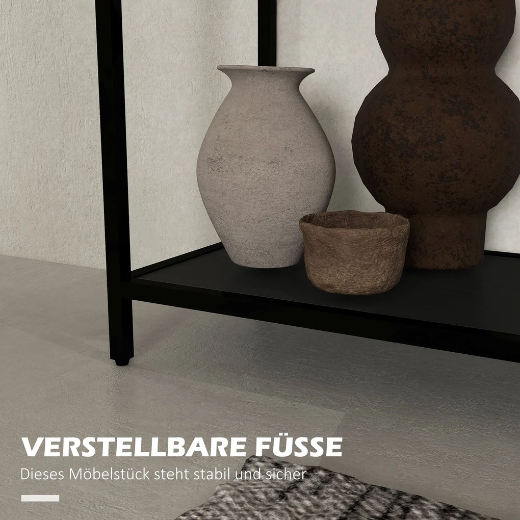 HOMCOM Τραπέζι κονσόλας με 2 ράφια, τραπέζι εισόδου, κονσόλα εισόδου, μαύρο