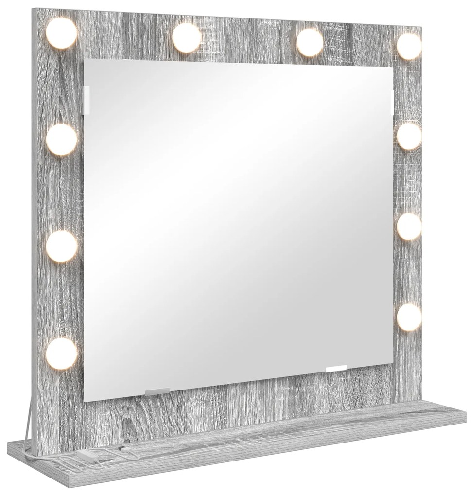 vidaXL Καθρέφτης Vanity με LED Φώτα Γκρι Σονομά 60x55x18 εκ
