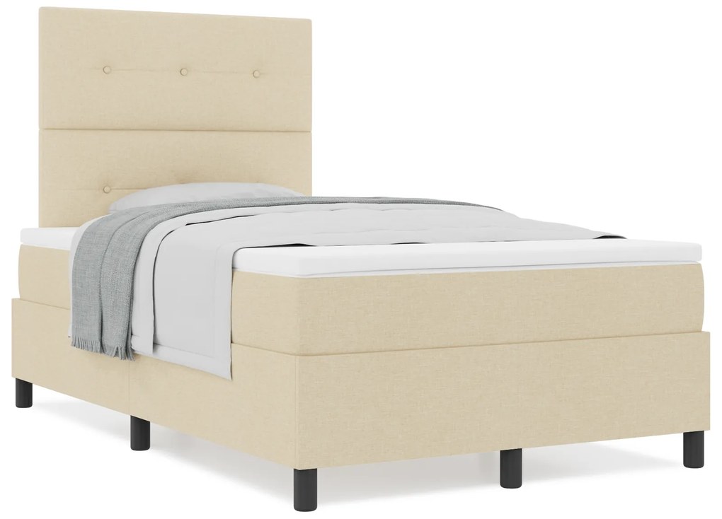vidaXL Κρεβάτι Box Spring με Μαξιλάρι Κρεμ 120x200 εκ. Υφασμα