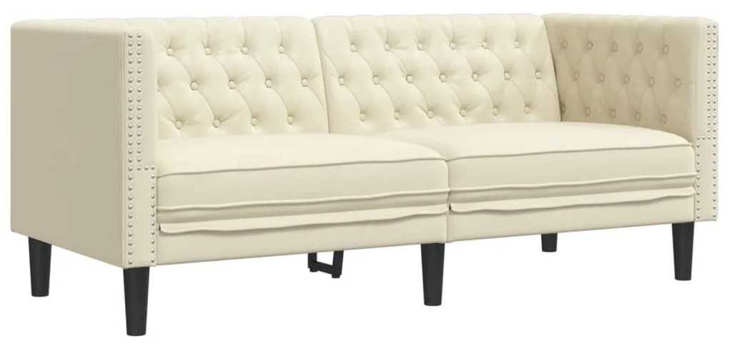 Καναπές Chesterfield 2 τεμαχίων σετ Cream Faux Leather - Κρεμ