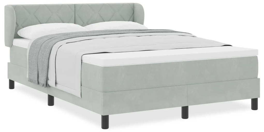 vidaXL κρεβάτι Box Spring με στρώμα  Γκρι ανοιχτό 140x200 εκ Βελούδο