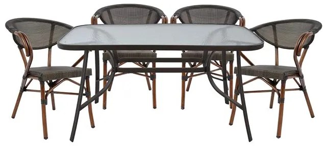 ΣΕΤ ΤΡΑΠΕΖΑΡΙΑ 5ΤΜΧ 140X80 & 4 ΠΟΛΥΘΡΟΝΕΣ BAMBOO ΚΑΦΕ 9998529