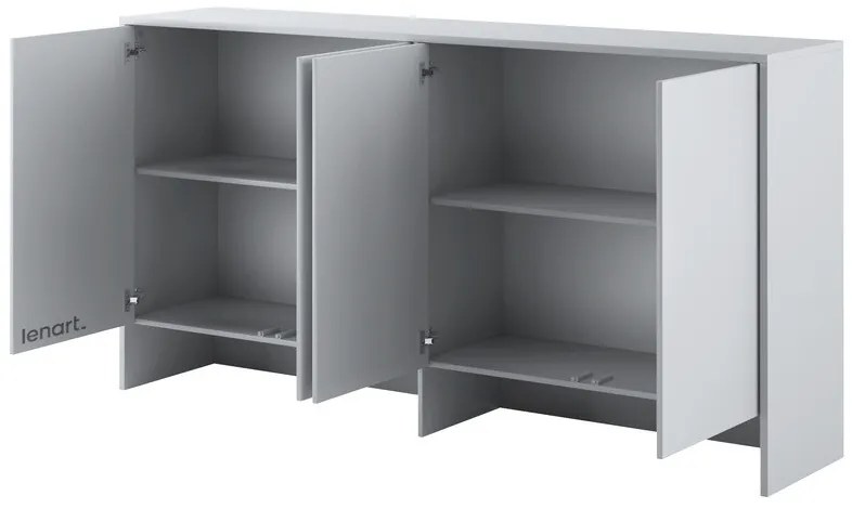 Σετ επίπλων Concept Pro Lenart AH144, Γκρι, Πλαστικοποιημένη μοριοσανίδα, Τάβλες για Κρεβάτι, 160x200, Ενιαίος, Με κρεβάτι, Με πρόσθετο εξοπλισμό