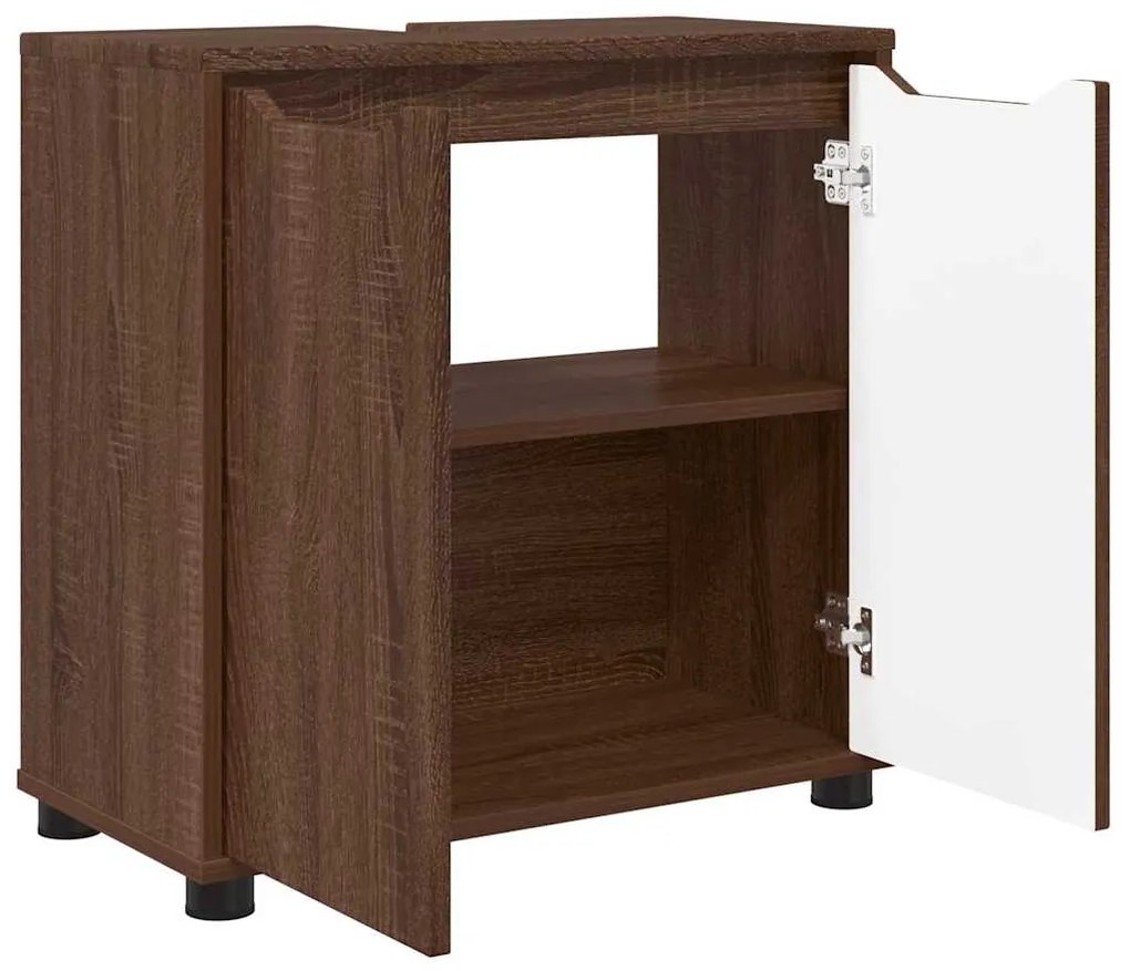 vidaXL Ντουλάπα νιπτήρα μπάνιου με ράφι Καφέ δρυς 60 x 30 x 60 cm