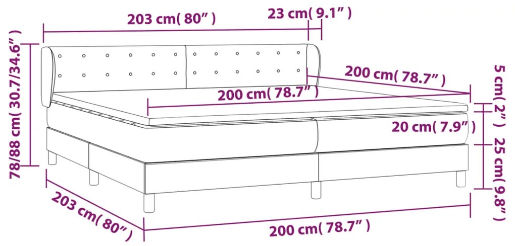 vidaXL Κρεβάτι Boxspring με Στρώμα Ανοιχτό Γκρι 200x200 εκ. Βελούδινο