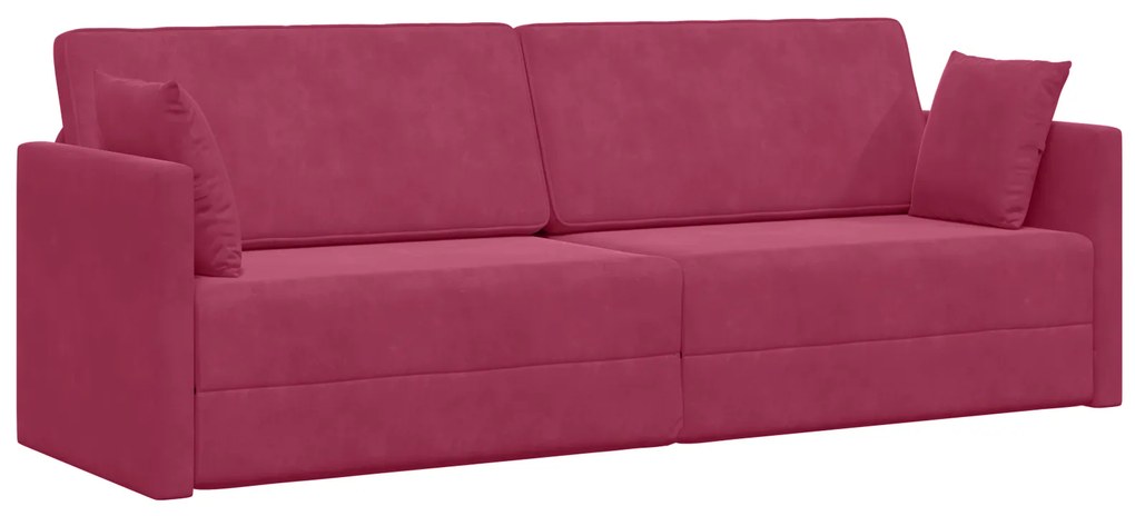 vidaXL Καναπές-κρεβάτι 2 σε 1 Κρασί κόκκινο 213x144x60 cm Βελούδο