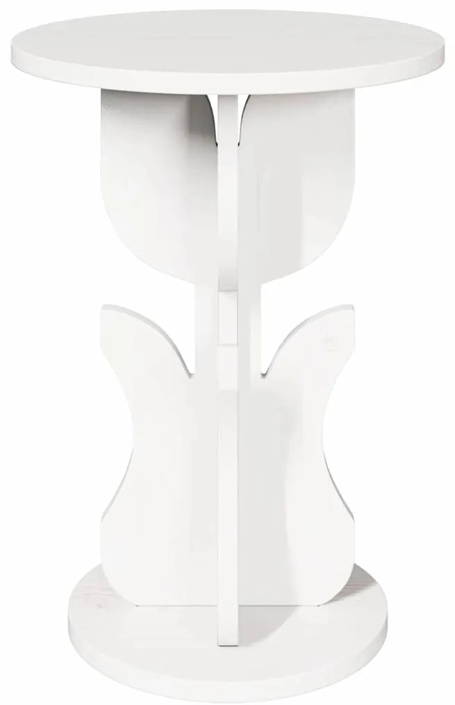 vidaXL Τραπεζάκι Πλευράς Λευκό 39.5 x 39.5 x 53.5 εκ Μασίφ ξύλο πεύκου